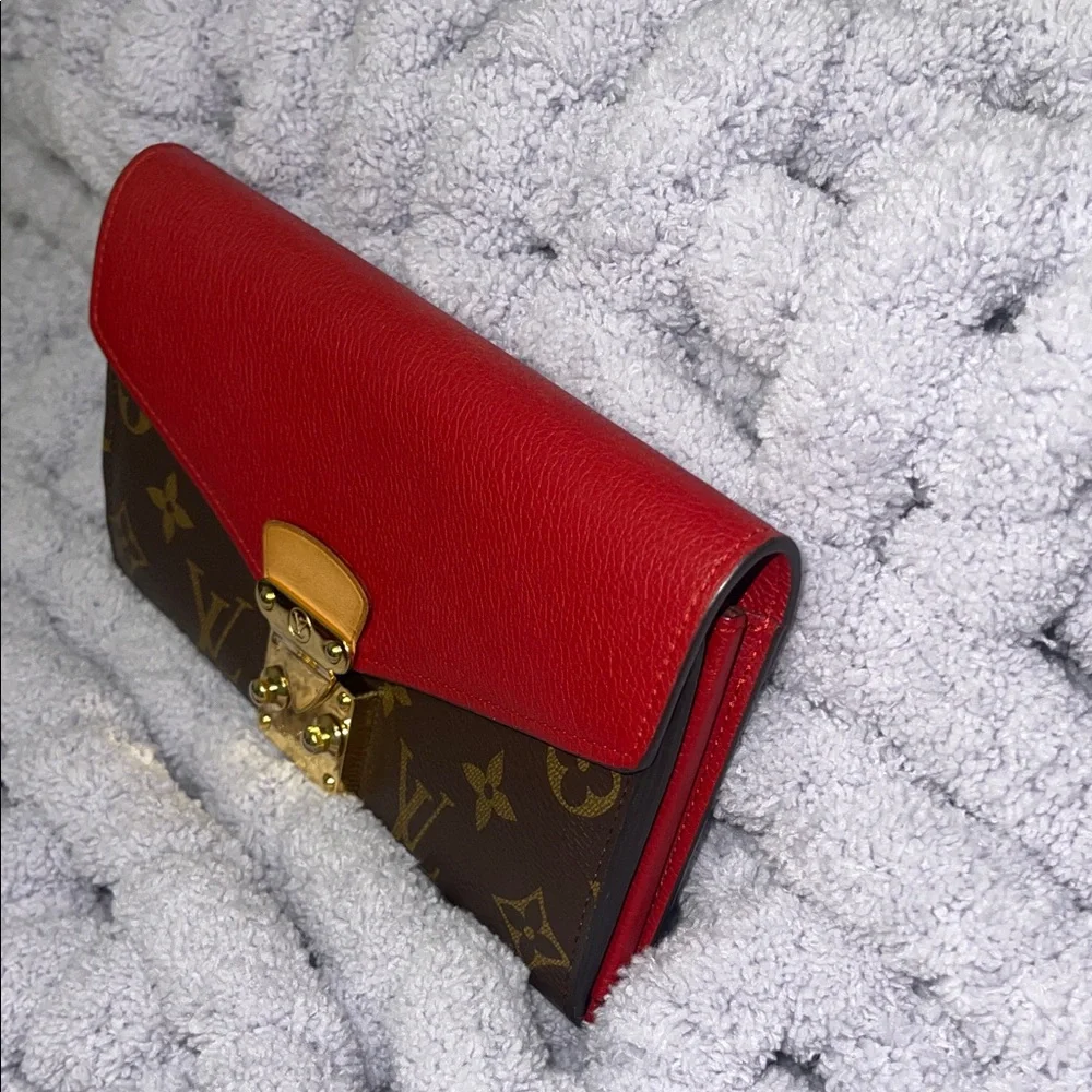 Louis Vuitton Red and Brown Monogram Clutch